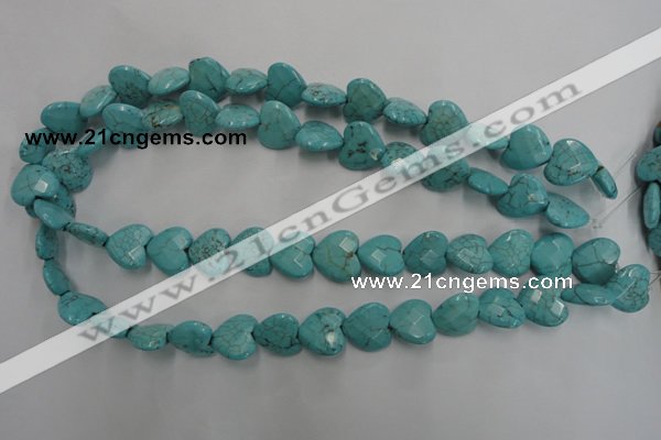 CWB493 15.5 inches 15*15mm faceted heart howlite turquoise beads