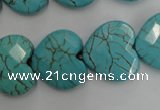 CWB495 15.5 inches 18*18mm faceted heart howlite turquoise beads