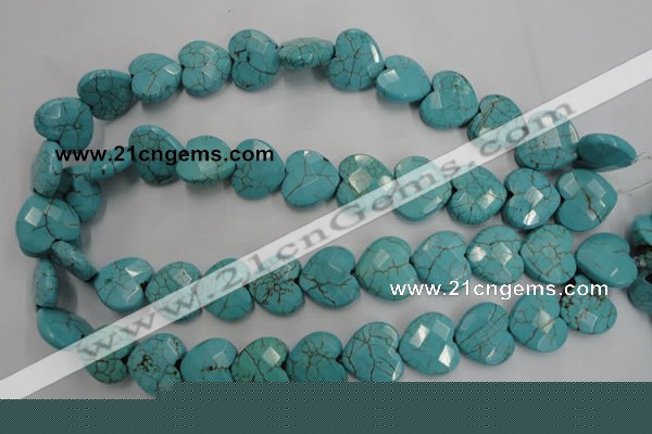CWB495 15.5 inches 18*18mm faceted heart howlite turquoise beads