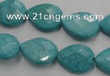 CWB504 15.5 inches 13*18mm faceted flat teardrop howlite turquoise beads