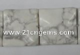 CWB62 15.5 inches 25*25mm wavy square natural white howlite beads