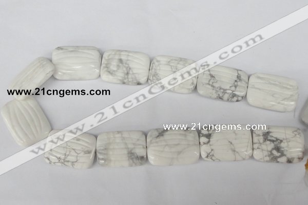 CWB63 15.5 inches 25*35mm carved rectangle natural white howlite beads