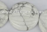 CWB64 15.5 inches 40mm carved coin natural white howlite beads wholesale