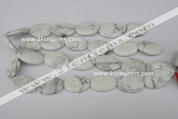 CWB68 15.5 inches 20*30mm carved oval natural white howlite beads