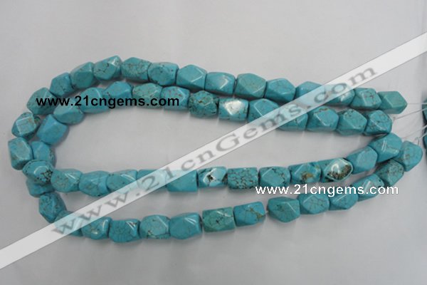 CWB688 15.5 inches 10*14mm faceted nuggets howlite turquoise beads