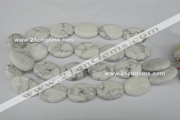 CWB69 15.5 inches 25*35mm carved oval natural white howlite beads