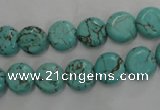 CWB701 15.5 inches 10mm flat round howlite turquoise beads