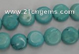 CWB702 15.5 inches 11mm flat round howlite turquoise beads