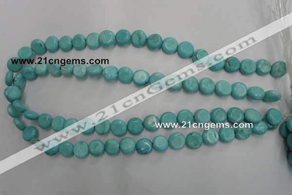 CWB702 15.5 inches 11mm flat round howlite turquoise beads