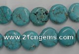 CWB703 15.5 inches 12mm flat round howlite turquoise beads