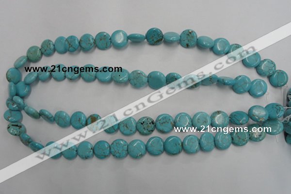 CWB703 15.5 inches 12mm flat round howlite turquoise beads