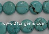 CWB704 15.5 inches 14mm flat round howlite turquoise beads