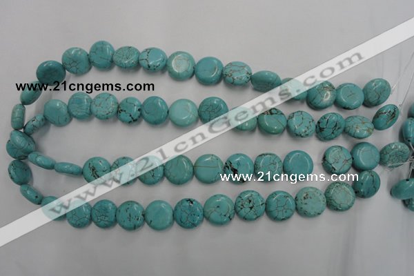 CWB704 15.5 inches 14mm flat round howlite turquoise beads