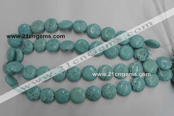 CWB706 15.5 inches 18mm flat round howlite turquoise beads