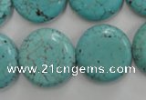 CWB707 15.5 inches 20mm flat round howlite turquoise beads