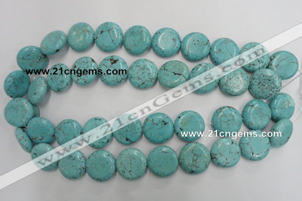 CWB707 15.5 inches 20mm flat round howlite turquoise beads