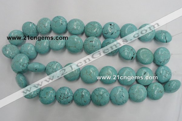 CWB710 15.5 inches 20mm flat round howlite turquoise beads