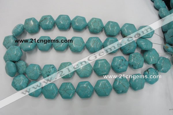 CWB712 15.5 inches 18*20mm hexagon howlite turquoise beads