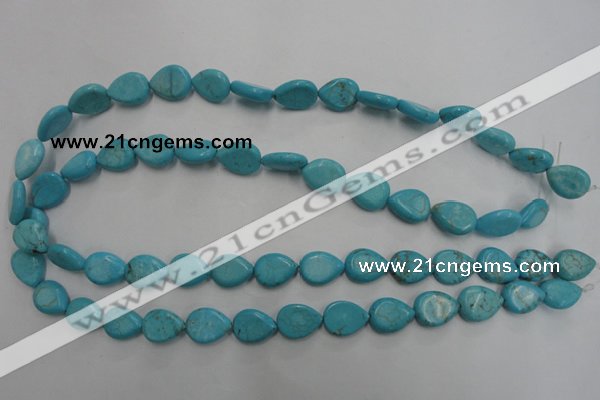CWB722 15.5 inches 10*14mm flat teardrop howlite turquoise beads