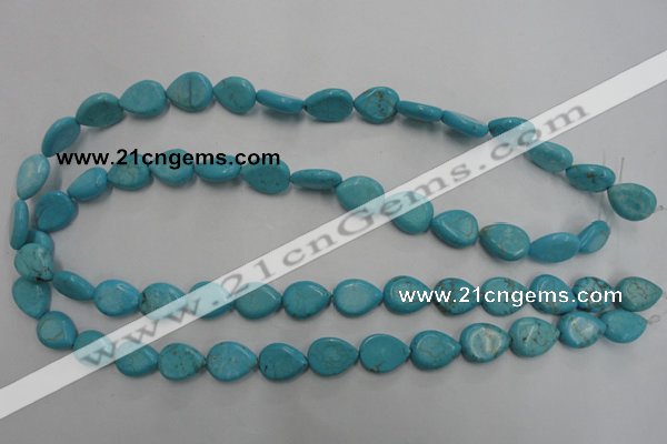 CWB722 15.5 inches 10*14mm flat teardrop howlite turquoise beads