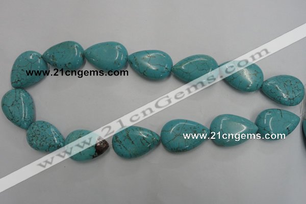 CWB728 15.5 inches 20*30mm flat teardrop howlite turquoise beads