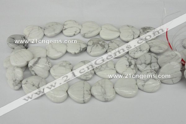 CWB74 15.5 inches 26*26mm carved heart natural white howlite beads