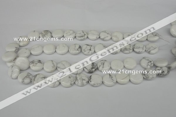 CWB77 15.5 inches 16mm flat round natural white howlite beads