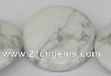 CWB78 15.5 inches 40mm flat round natural white howlite beads