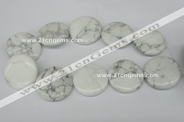 CWB78 15.5 inches 40mm flat round natural white howlite beads