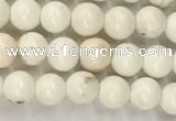 CWB800 15.5 inches 4mm round white howlite turquoise beads