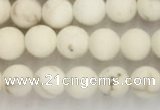 CWB811 15.5 inches 4mm round matte white howlite turquoise beads