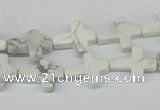 CWB88 15.5 inches 12*15mm cross natural white howlite beads