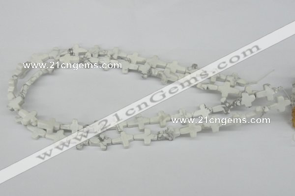 CWB88 15.5 inches 12*15mm cross natural white howlite beads