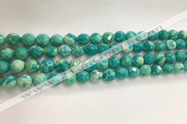 CWB880 15.5 inches 4mm faceted round howlite turquoise beads