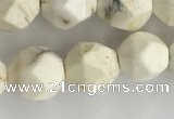 CWB886 15.5 inches 8mm faceted nuggets white howlite turquoise beads