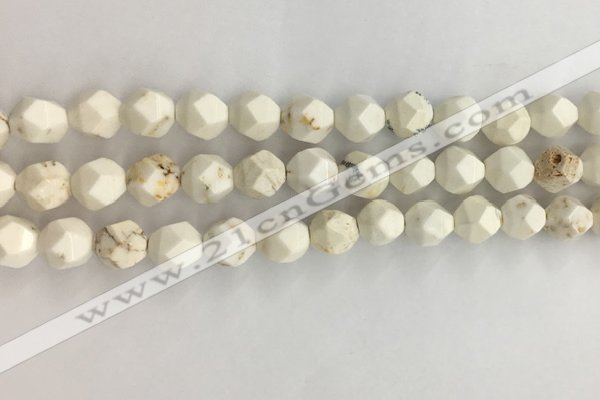 CWB886 15.5 inches 8mm faceted nuggets white howlite turquoise beads