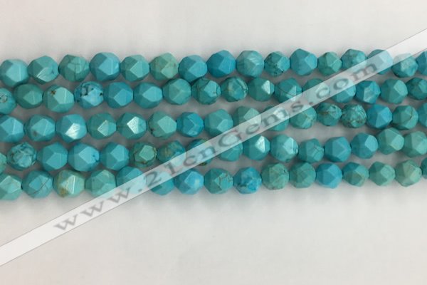 CWB889 15.5 inches 6mm faceted nuggets howlite turquoise beads