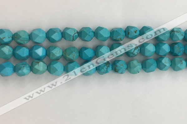 CWB890 15.5 inches 8mm faceted nuggets howlite turquoise beads