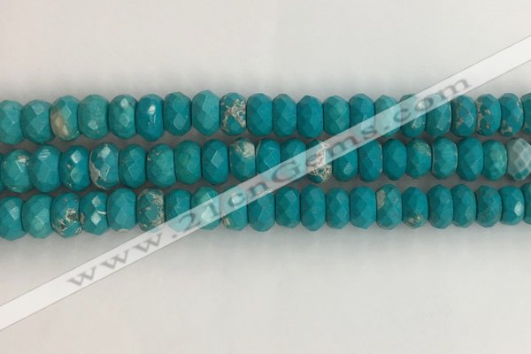 CWB905 15.5 inches 6*10mm faceted rondelle howlite turquoise beads