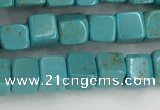 CWB909 15.5 inches 4*4mm cube howlite turquoise beads wholesale