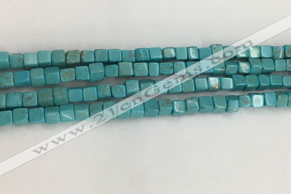 CWB909 15.5 inches 4*4mm cube howlite turquoise beads wholesale