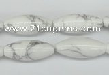 CWB92 15.5 inches 10*25mm rice natural white howlite beads