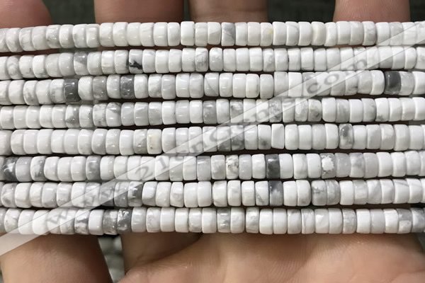 CWB920 15.5 inches 2*4mm heishi white howlite turquoise beads