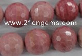 CWF07 15.5 inches 18mm faceted round pink wooden fossil jasper beads