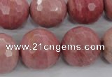 CWF08 15.5 inches 20mm faceted round pink wooden fossil jasper beads