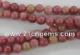 CWF11 15.5 inches 6mm round pink wooden fossil jasper beads wholesale