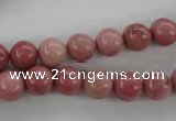 CWF12 15.5 inches 8mm round pink wooden fossil jasper beads wholesale