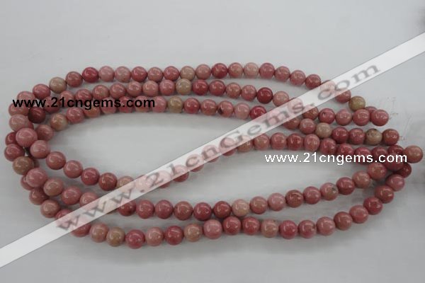 CWF12 15.5 inches 8mm round pink wooden fossil jasper beads wholesale