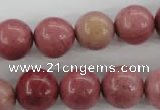 CWF16 15.5 inches 14mm round pink wooden fossil jasper beads wholesale