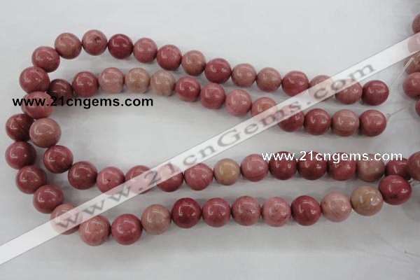 CWF16 15.5 inches 14mm round pink wooden fossil jasper beads wholesale